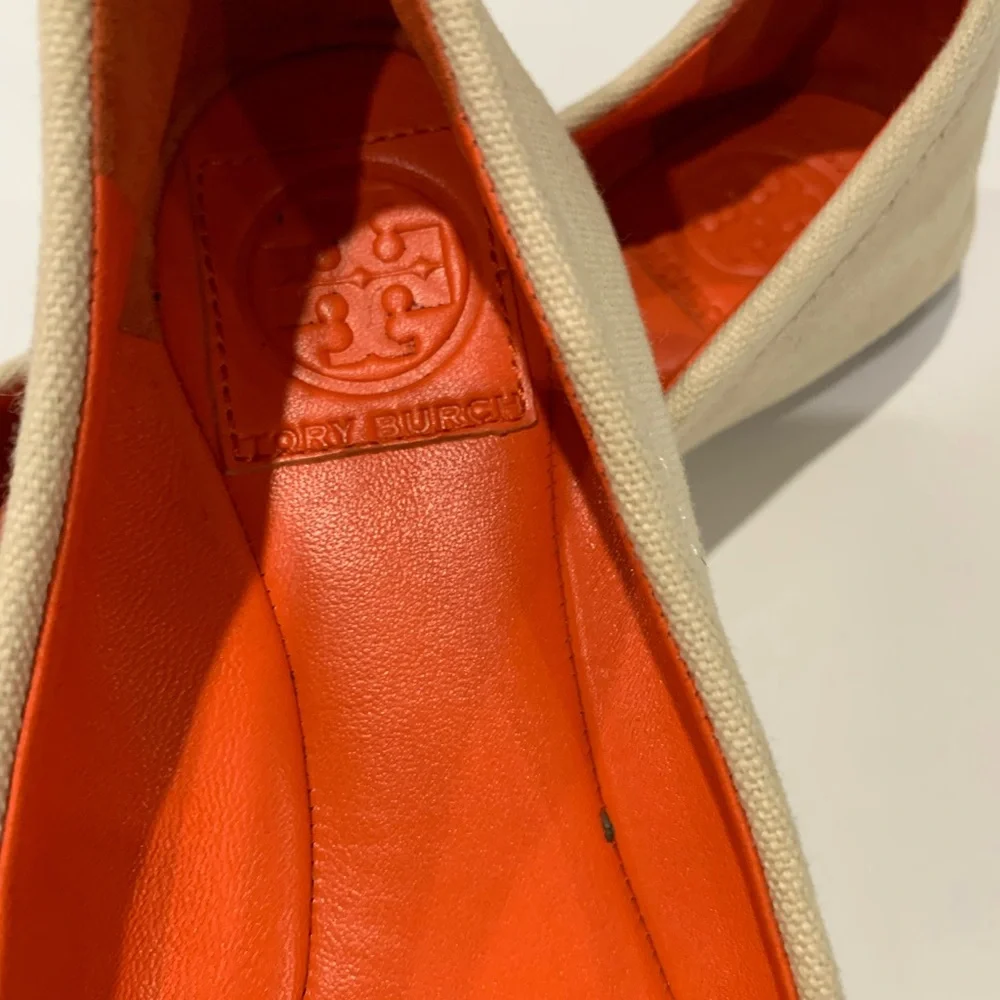 Tory Burch Women's  Cabrita color block Orange and Cream Loafers size 7.5
